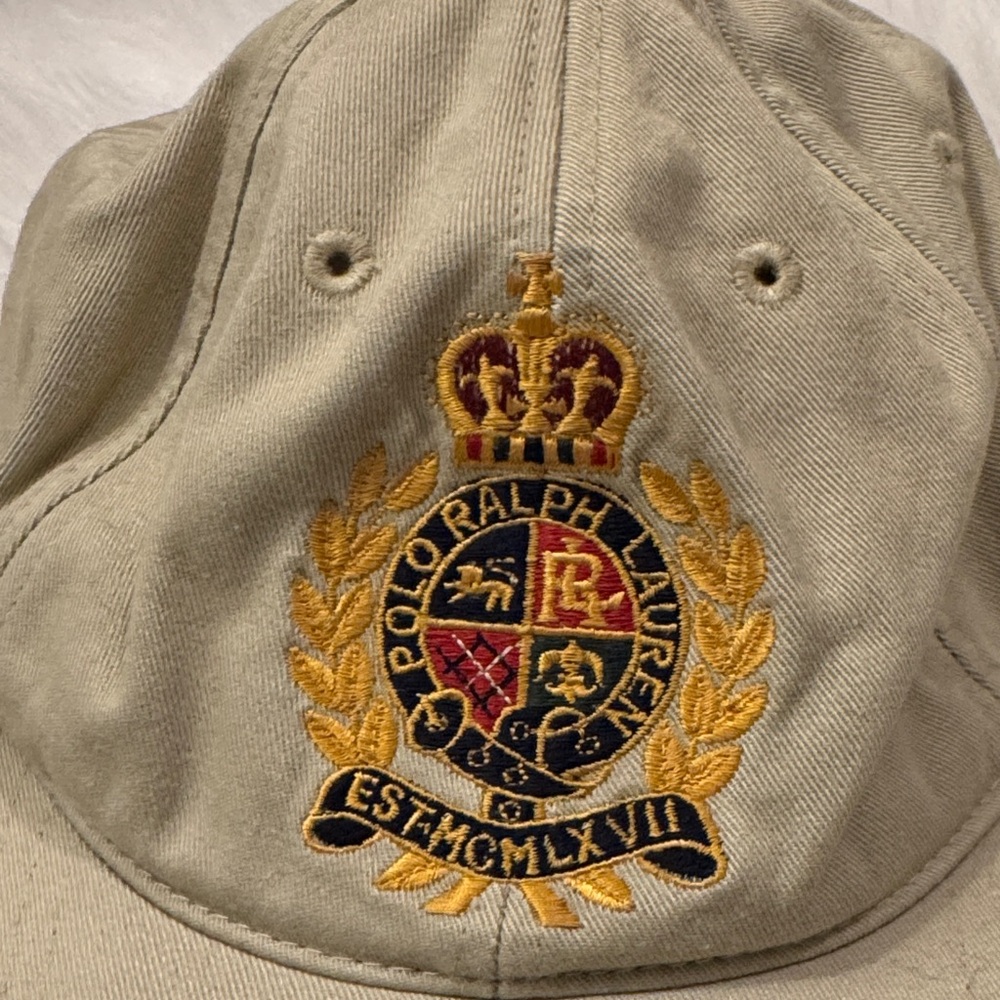 Vintage Polo by Ralph Lauren Tan Cap with Embroidered Crest Size OS pre-owned. - Picture 2 of 9